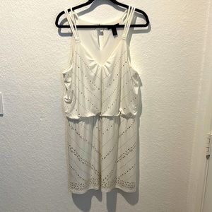 Size L short white sleeveless studded dress from White House Black Market